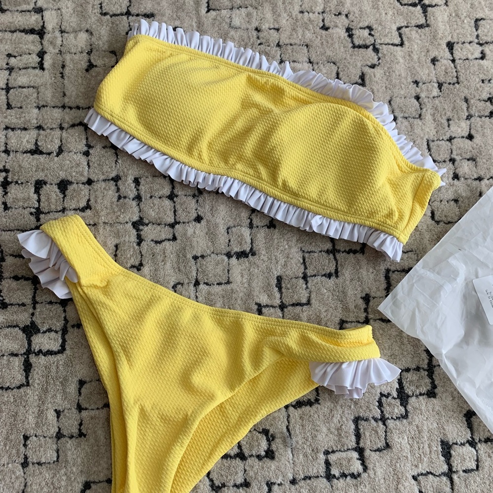 Yellow Zaful Bandeau Bikini L